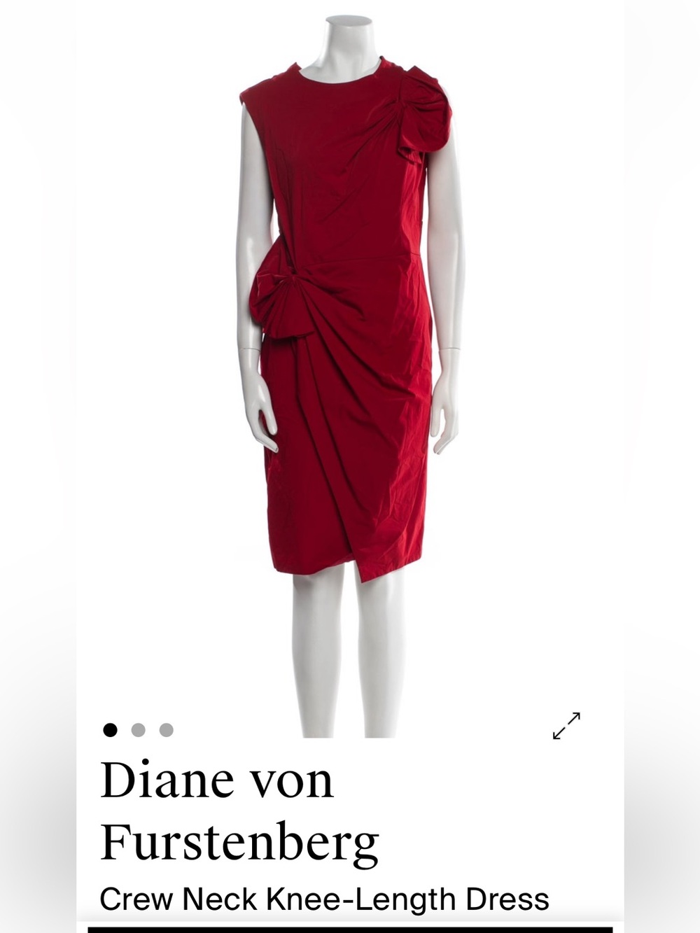 Diane von Furstenberg Crimson Red Draped Midi Dress